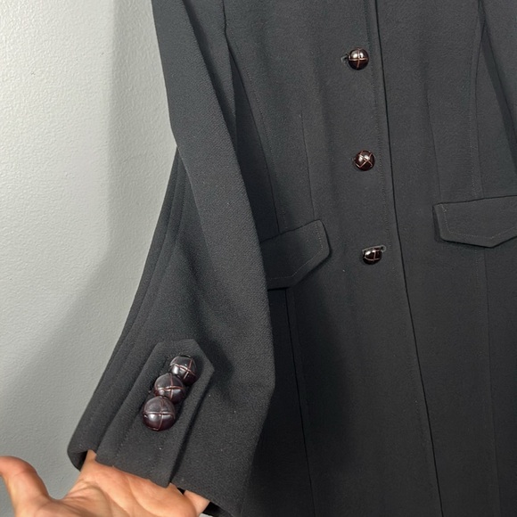 J. Crew Wool Lady Slim Coat Black with Brown Buttons size 4 from 2006 VTG - Picture 4 of 11